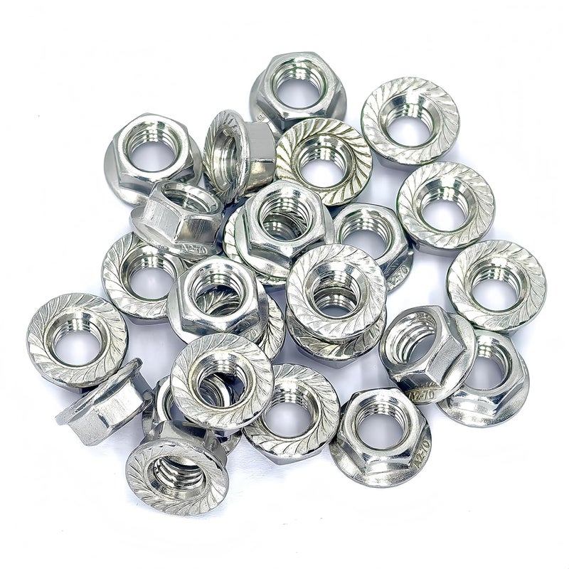 heyday 3/8-16 Serrated Flange Hex Lock Nuts 25 Pcs 304 Stainless Steel 18-8, Full Thread, Hex Drive, Bright Finish - Image 4